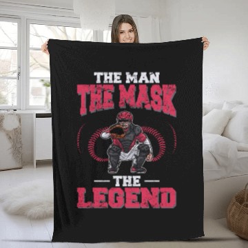 Discover Baseball Catcher The Man The Mask The Legend Baseb Fleece Blankets