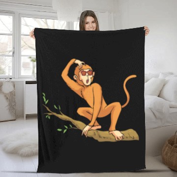 Discover Funny Orangutan Monkey Chimpanzee Monkey - Funny M Fleece Blankets