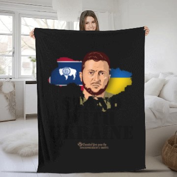 Discover Ukraine Wyoming Flags Zelensky Fleece Blankets