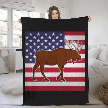 Discover Moose Elk Fleece Blankets