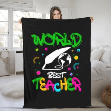 Discover World Best Teacher Funny Quotes Gifts Fleece Blankets