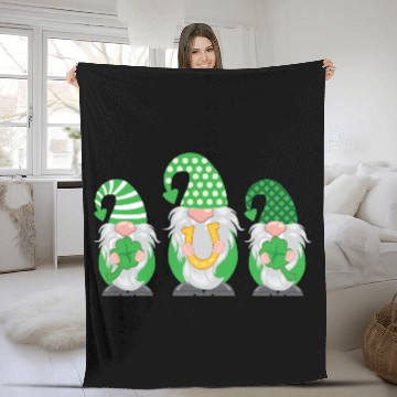 Discover St Patrick's Day Gnome Lucky Clover Shamrock Gift Fleece Blankets