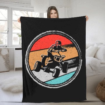 Discover Quad Biker Vintage Graphic 4 wheeler ATV Fleece Blankets