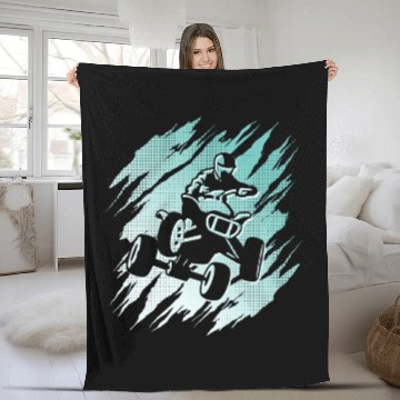 Discover Quad Biker Offroad 4 wheeler Girls ATV Fleece Blankets