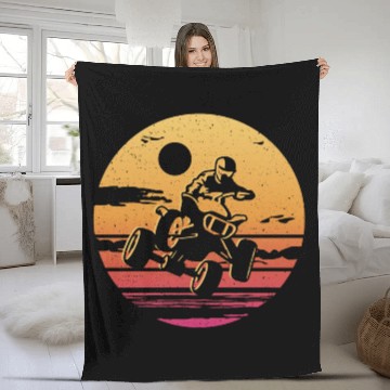 Discover Quad Bike Vintage Design 4 wheeler ATV Fleece Blankets