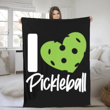 Discover Pickleball Heart I Love Pickleball Fleece Blankets