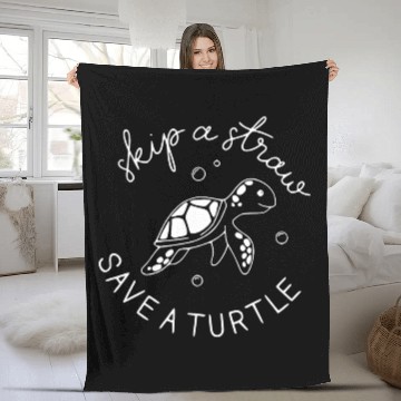 Discover Skip A Straw Save A Turtle Save The Turtles Fleece Blankets