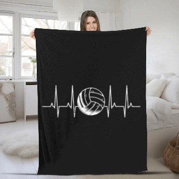 Discover Volleyball Heartbeat Fleece Blankets