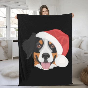 Discover Bernese Mountain Dog Merry Christmas Fleece Blankets