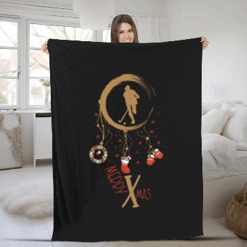 Discover Winter dreamcatcher Christmas field hockey Fleece Blankets