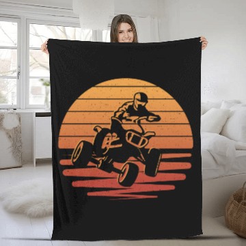 Discover ATV Biker Retro Motocross 4 wheeler Quad Fleece Blankets