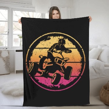 Discover ATV Biker Vintage Motocross 4 wheeler Quad Fleece Blankets