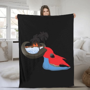 Discover buffalo skull colorful Fleece Blankets