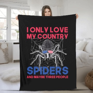 Discover I love america and spiders and maybe three people Fleece Blankets