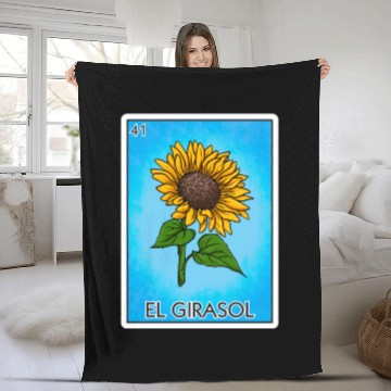 Discover El Girasol Sunflower Card Mexican Lottery Card Fleece Blankets