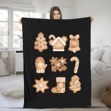 Discover Christmas Gingerbread Cookies! Fleece Blankets