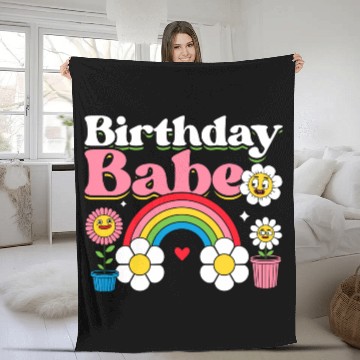 Discover Pastel Daisy Rainbow Birthday Girl Fleece Blankets