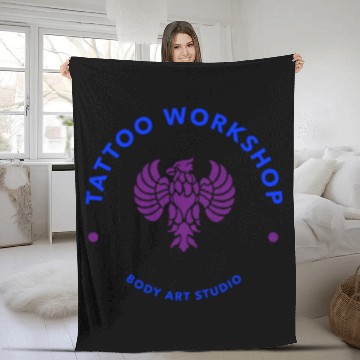 Discover abstract logo maker for a tattoo workshop 1247f 26 Fleece Blankets