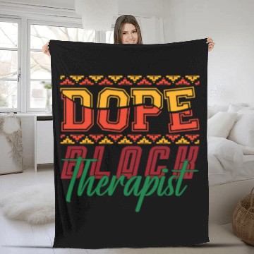 Discover Dope Black Therapist Counseling Psychology Black Fleece Blankets