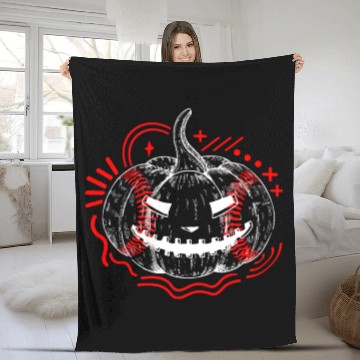 Discover Halloween Fleece Blankets, Baseball Scary Pumpkin Sports