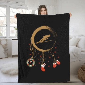 Discover Winter dreamcatcher Christmas Ski jumping Fleece Blankets
