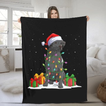 Discover Black Lab Labrador Christmas Lights Pajama Dog Fleece Blankets