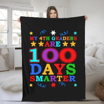 Discover 100th Day 4th Grade Teacher 100 Days Of School Fleece Blankets