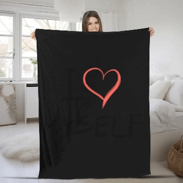 Discover i love me heart text Fleece Blankets