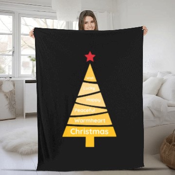 Discover Minimalist Merigold Orange Christmas Pine Fleece Blankets