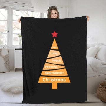 Discover Minimalist Orange Christmas Pine Fleece Blankets
