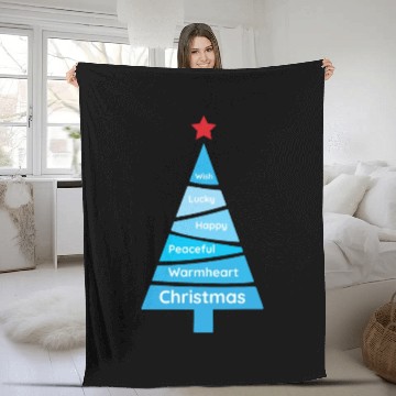 Discover Minimalist Light Blue Christmas Pine Fleece Blankets