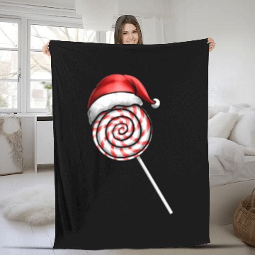 Discover Candy Cane Lollipop Santas Hat Merry Christmas Fleece Blankets