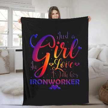 Discover Just A Girl In Love With Her Ironworker Fleece Blankets