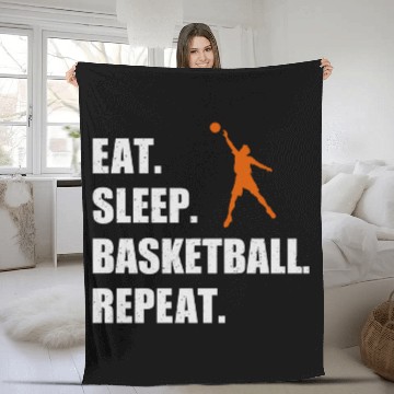 Discover Eat Sleep Basketball Repeat Funny Basketball Fleece Blankets