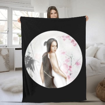 Discover Illustration Logo - Bohemian Girl Fleece Blankets