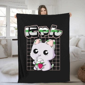 Discover Demiromantic Pride Kawaii Cat Strawberry Milk Fleece Blankets