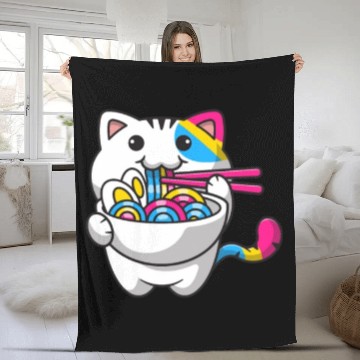 Discover Pansexual Pride Kawaii Cat Ramen Noodles Pansexual Fleece Blankets