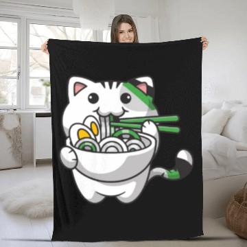 Discover Demiromantic Pride Kawaii Cat Ramen Noodles Fleece Blankets