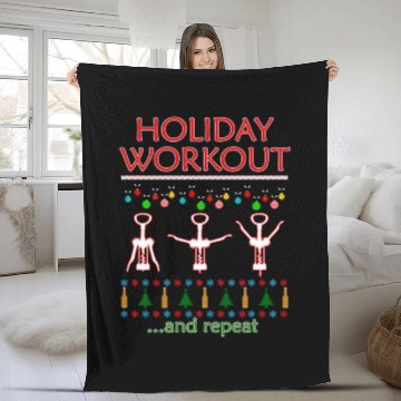 Discover Holiday Workout Drink and Repeat Wine Lovers Chris Fleece Blankets