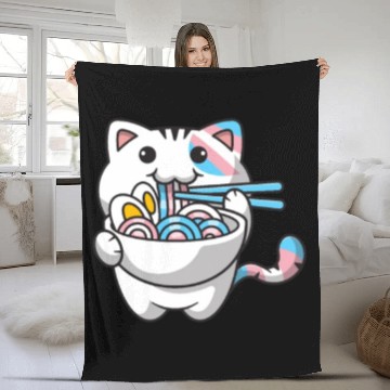 Discover Transgender Pride Kawaii Cat Ramen Noodles Trans F Fleece Blankets