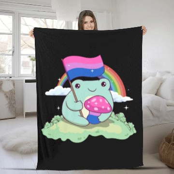 Discover Bisexual Pride Bi Kawaii Frog Mushroom Bisexual Fl Fleece Blankets