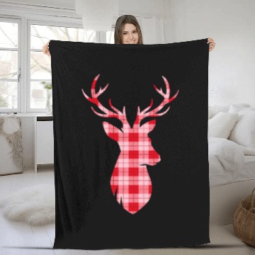 Discover deer plaid christmas Fleece Blankets