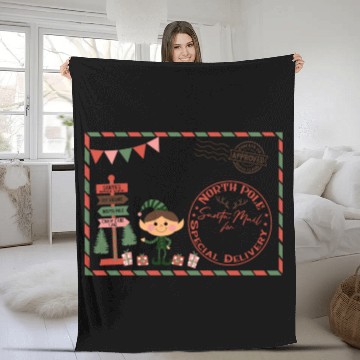 Discover Santa Letter Elfe North Pole Specjal Delivery Mail Fleece Blankets