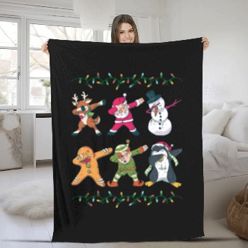 Discover Dabbing Reindeer Santa Snowman Fleece Blankets