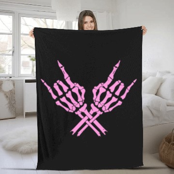 Discover Skeleton Rock Hands Fleece Blankets