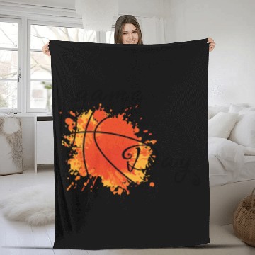 Discover Game Day Basketball Lightning Bolt Fleece Blankets