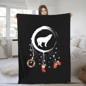 Discover Winter dreamcatcher Christmas Wolf Fleece Blankets