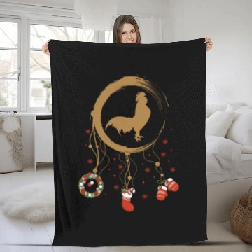 Discover Winter dreamcatcher Christmas Rooster Fleece Blankets