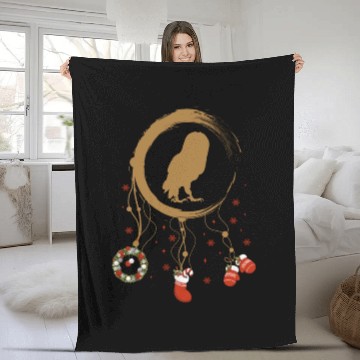 Discover Winter dreamcatcher Christmas Owl Fleece Blankets