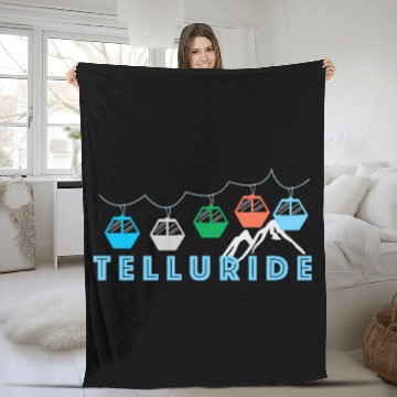 Discover Colorado Ski Mountain Gondola Telluride Fleece Blankets